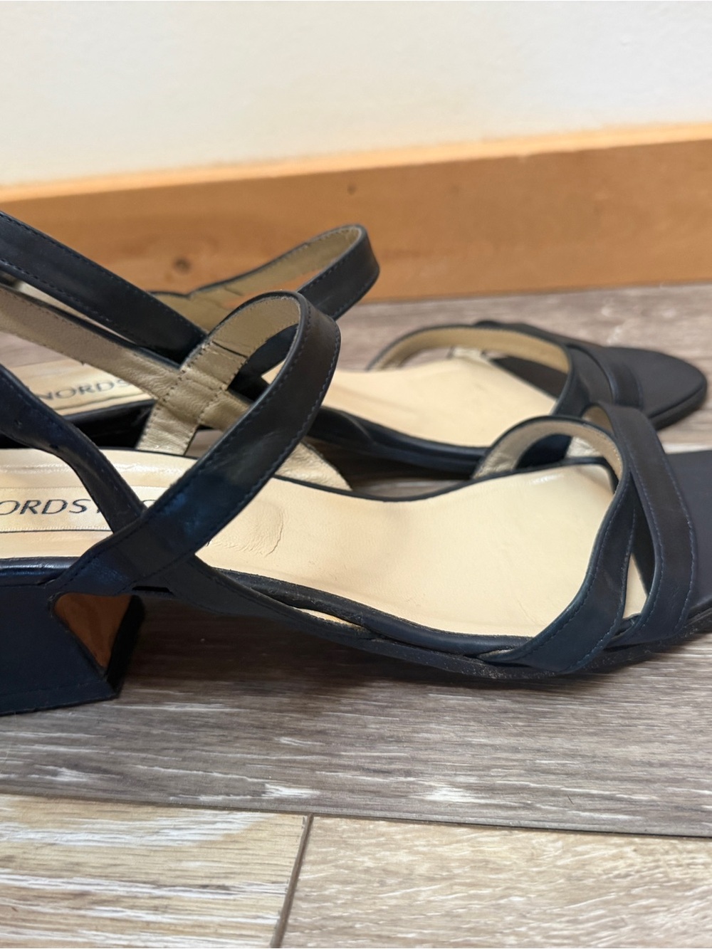 Vintage Nordstrom Black Strappy Block-Heel Sandals